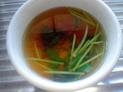 「ロースハムと三つ葉で簡単スープ」 ♪♪